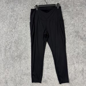 Move Theology Leggings Womens L 27x28.5 Black Ribbed High Rise Pockets Athletic